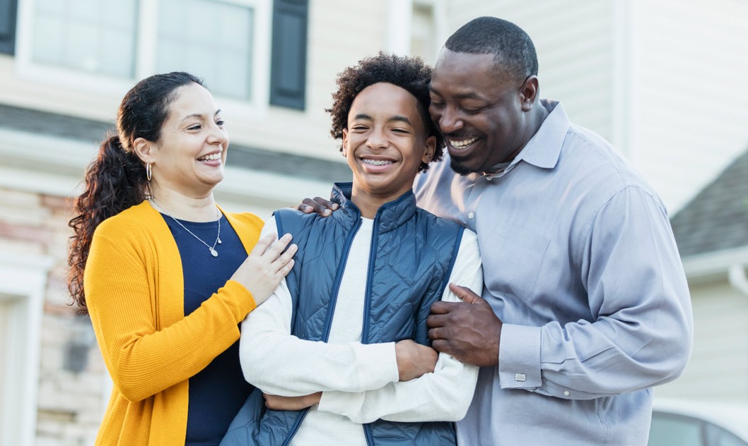 happy family outside