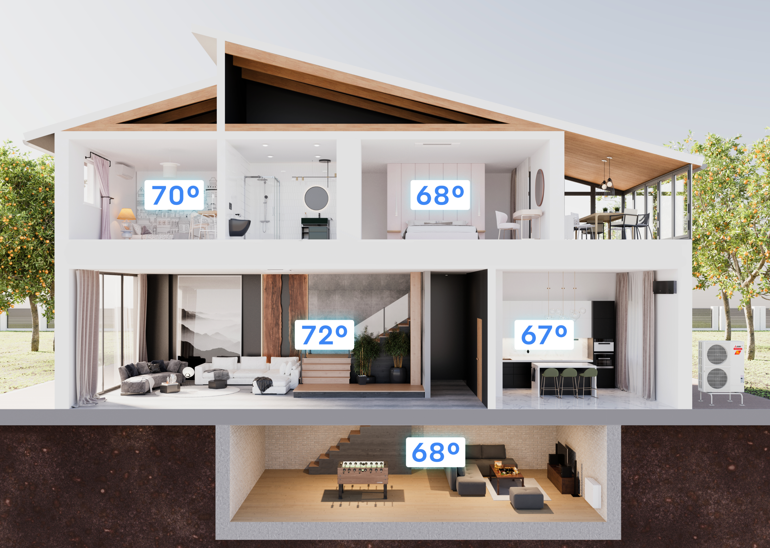 Mitsubishi Electric ductless mini split indoor and outdoor units